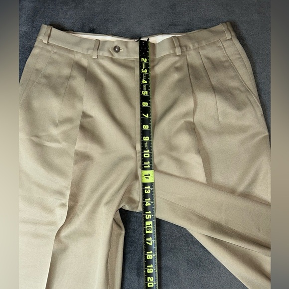 Nordstrom JB Britches Size 36W Khaki Pleated Front Business Wedding Dress Pants - Picture 7 of 11